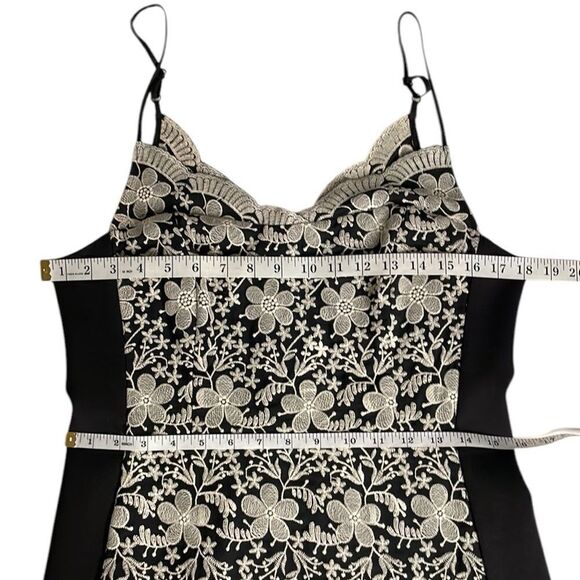 EUC Eva Franco at Anthropologie Black & Off-White Floral Embroidery Dress - Picture 6 of 8